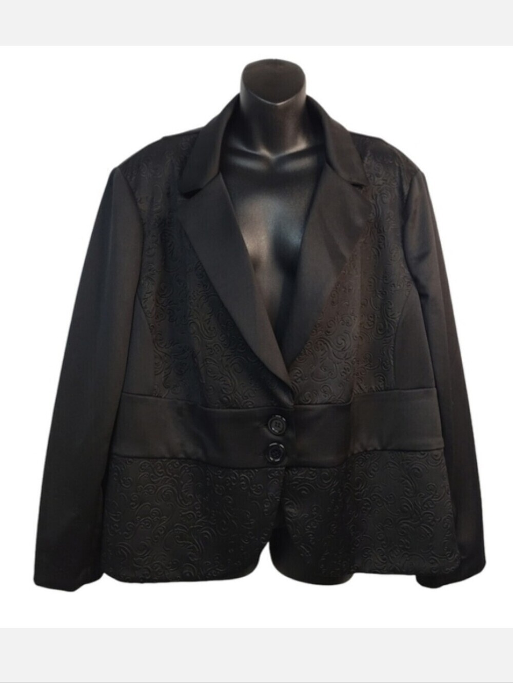CATO Women's Black Floral Print Blazer Jacket Size 22/24W